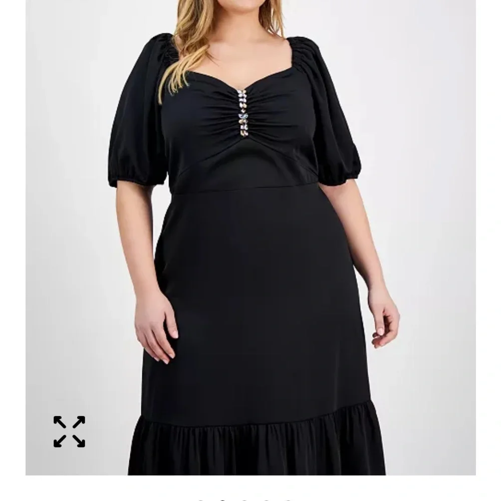 Elegant New With Tag Anne Klein Black Dress with Puff Sleeves Size 18W - Picture 2 of 11